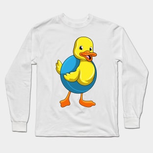 Duck at Swimming with Swim ring Long Sleeve T-Shirt
